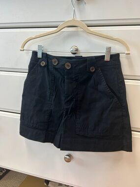 Anthropologie Black High-Rise Button Front Bermuda Shorts